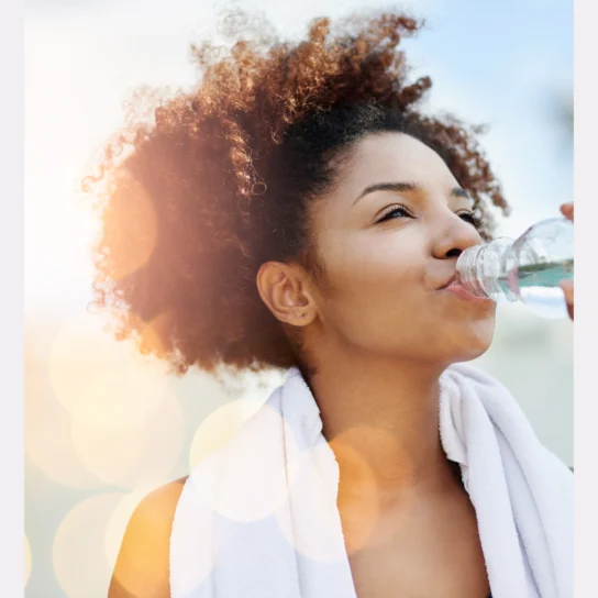 a woman hydrating